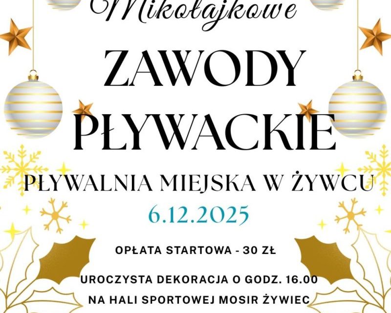Mikołajkowe Zawody Pływackie w Żywcu!