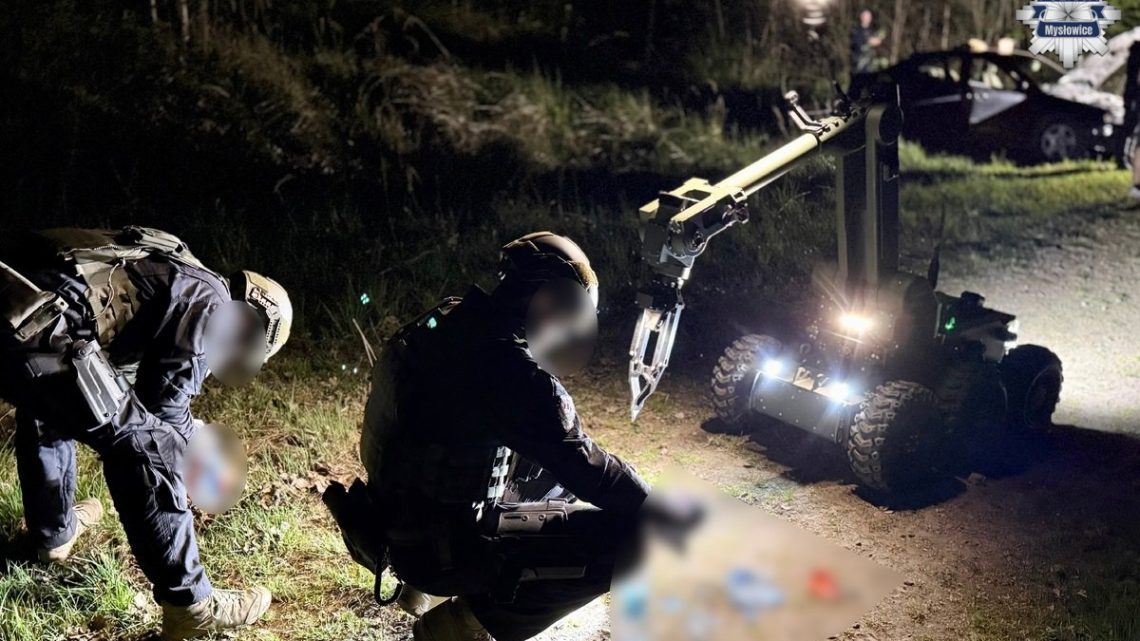 Działania służb w związku z samochodem pozostawionym w lesie. Wstrzymano ruch pociągów!